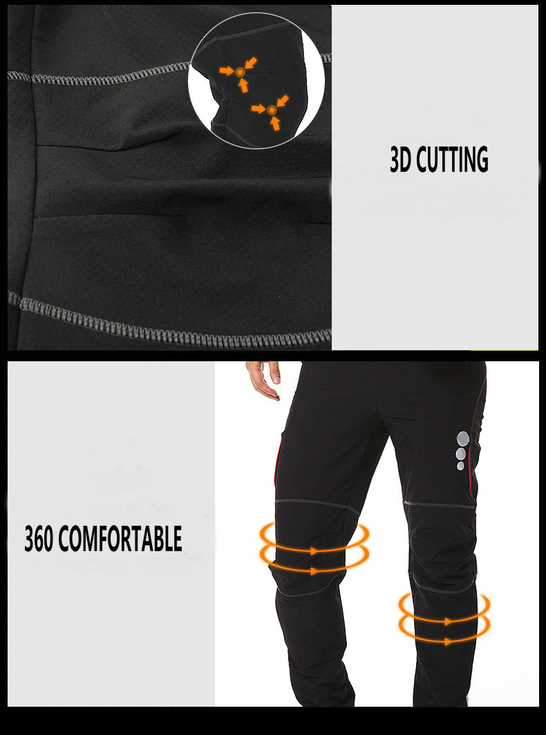 Wholesale Winter Fleece Warm Mens Outdoor Mountain Bike Pants Windproof warm Cycling Pants Waterproof Breathable MTB Bike Pants