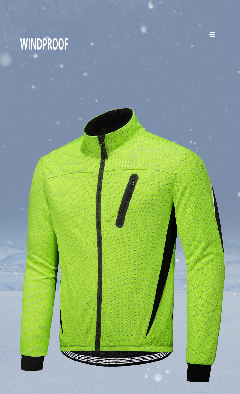 Factory Custom Winter Thermal Fleece Cycling Jacket Men Windproof Warm Cycle Wear Breathable Waterproof Bike Jacket Windbreaker