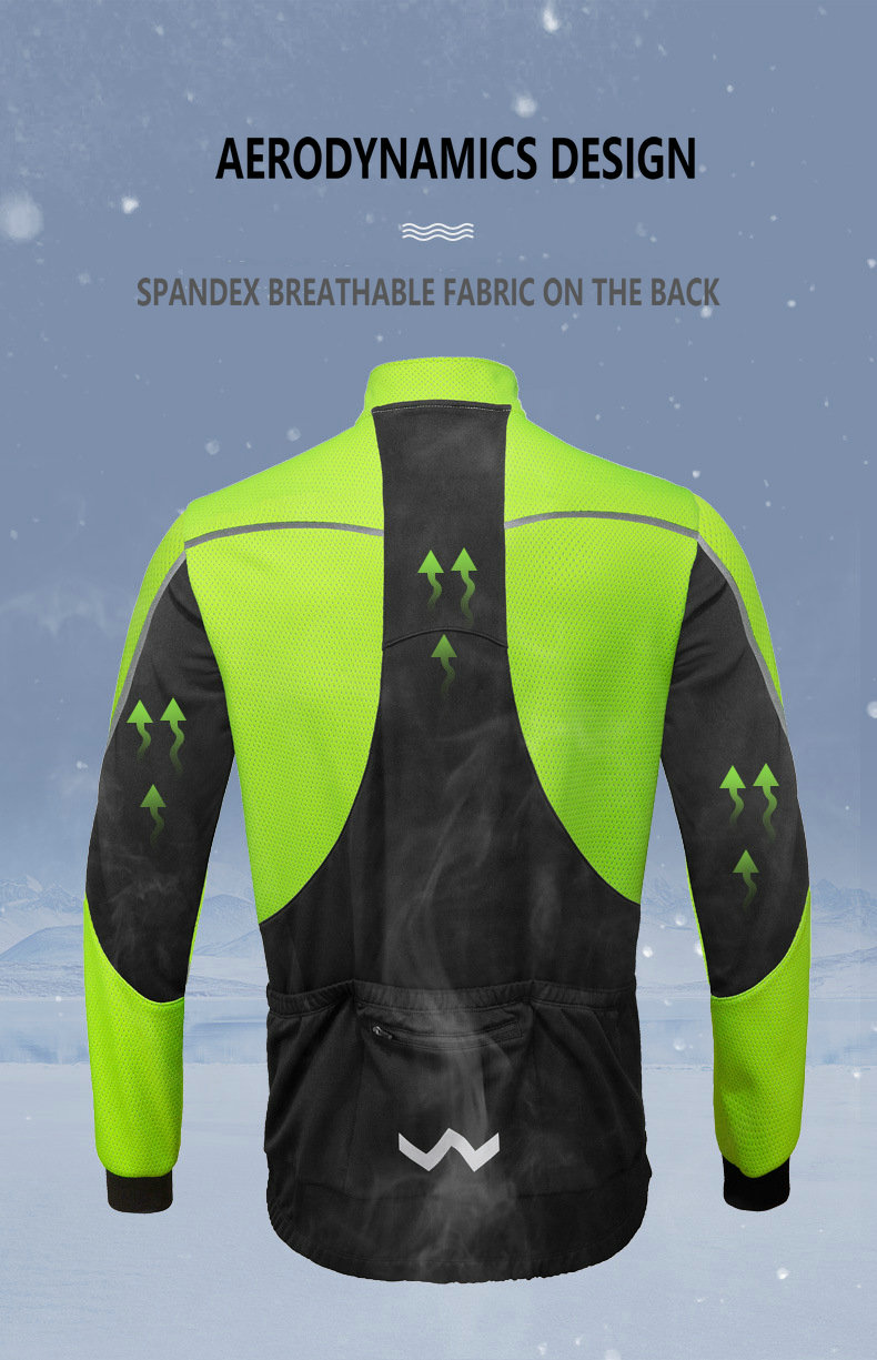 Factory Custom Winter Thermal Fleece Cycling Jacket Men Windproof Warm Cycle Wear Breathable Waterproof Bike Jacket Windbreaker