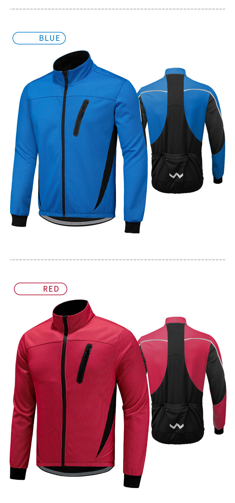 Factory Custom Winter Thermal Fleece Cycling Jacket Men Windproof Warm Cycle Wear Breathable Waterproof Bike Jacket Windbreaker