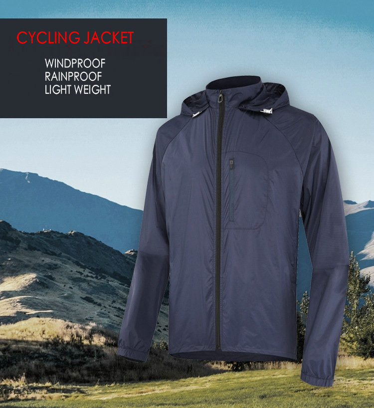 factory custom men Lightweight Hooded Waterproof Cycling Jacket Rainproof Outdoor Running Hiking Bike Windbreaker Jacket