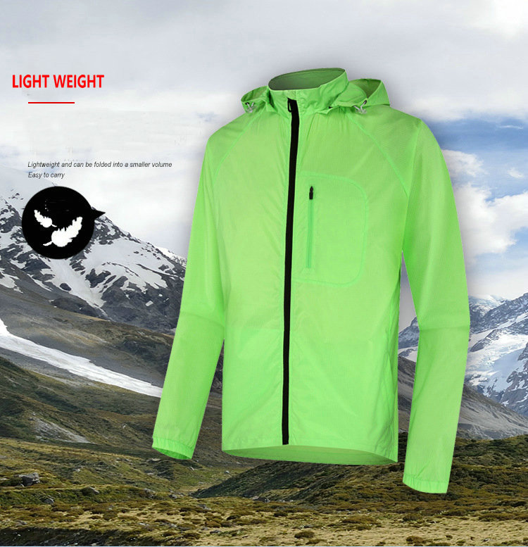 factory custom men Lightweight Hooded Waterproof Cycling Jacket Rainproof Outdoor Running Hiking Bike Windbreaker Jacket