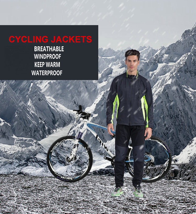 Factory Custom Winter Windpoof Men Cycling Jacket with Inner Fleece Warm Thermal Custom Bike Jacket Waterproof Cycling Jacket