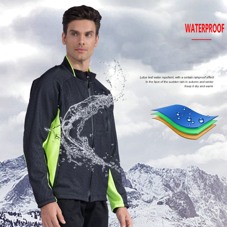 Factory Custom Winter Windpoof Men Cycling Jacket with Inner Fleece Warm Thermal Custom Bike Jacket Waterproof Cycling Jacket