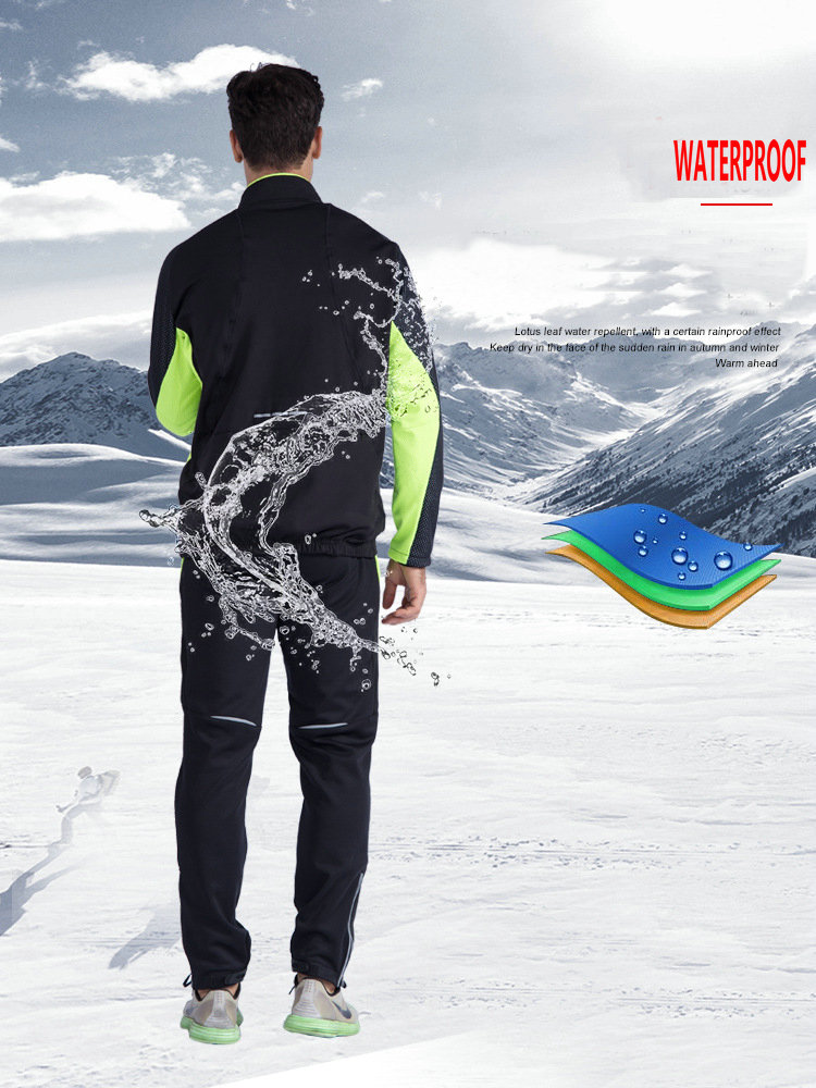 Factory Customize Winter Windpoof Men Cycling Jacket set Fleece Warm Thermal Bike Jacket with pant Bike jacket with pant set
