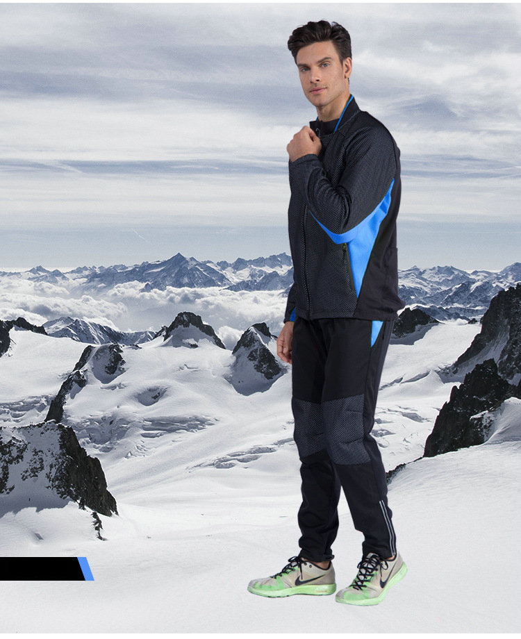 Factory Customize Winter Windpoof Men Cycling Jacket set Fleece Warm Thermal Bike Jacket with pant Bike jacket with pant set