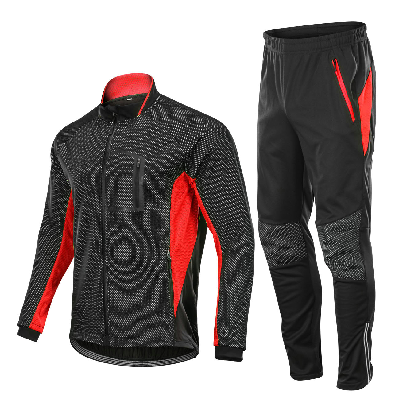 Factory Customize Winter Windpoof Men Cycling Jacket set Fleece Warm Thermal Bike Jacket with pant Bike jacket with pant set