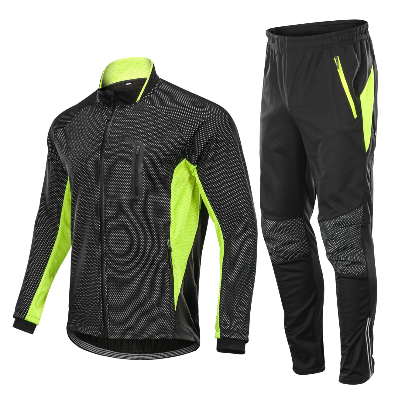 Factory Customize Winter Windpoof Men Cycling Jacket set Fleece Warm Thermal Bike Jacket with pant Bike jacket with pant set