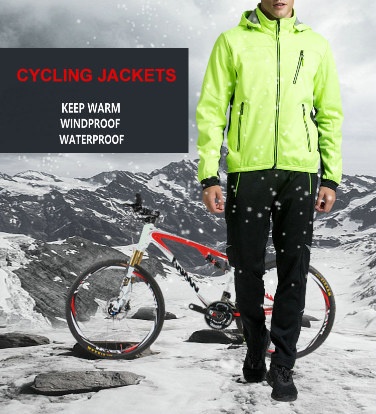 Factory Wholesale Winter Windpoof Mens Cycling Jacket Suit Warm Thermal Waterproof Cycling Wear Suit Customize Bike Jacket set