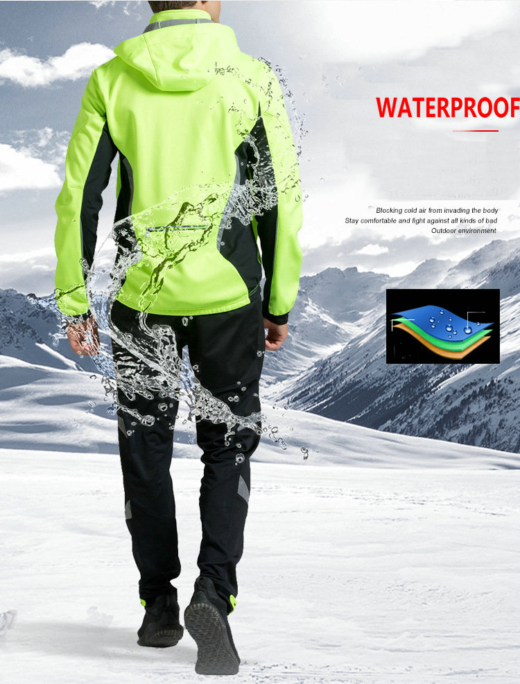 Factory Wholesale Winter Windpoof Mens Cycling Jacket Suit Warm Thermal Waterproof Cycling Wear Suit Customize Bike Jacket set