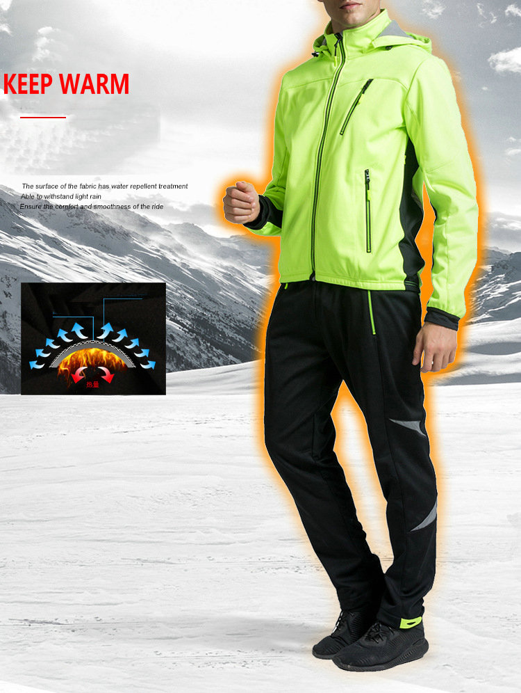 Factory Wholesale Winter Windpoof Mens Cycling Jacket Suit Warm Thermal Waterproof Cycling Wear Suit Customize Bike Jacket set