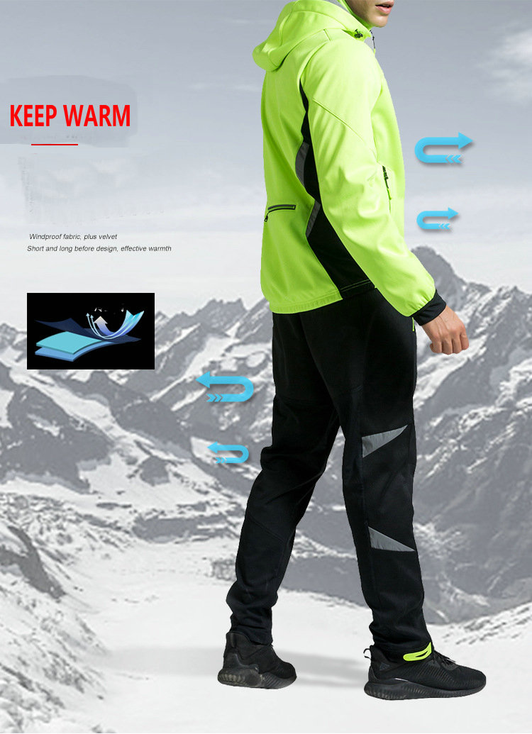 Factory Wholesale Winter Windpoof Mens Cycling Jacket Suit Warm Thermal Waterproof Cycling Wear Suit Customize Bike Jacket set