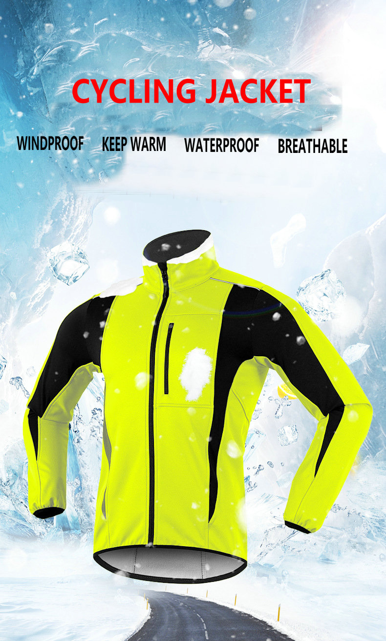 Factory Custom OEM Winter Windpoof Cycling Jacket Inner Fleece Warm UP Thermal Softshell Bike Jacket Waterproof OEM Bike Jacket