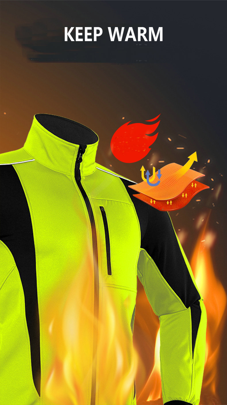 Factory Custom OEM Winter Windpoof Cycling Jacket Inner Fleece Warm UP Thermal Softshell Bike Jacket Waterproof OEM Bike Jacket