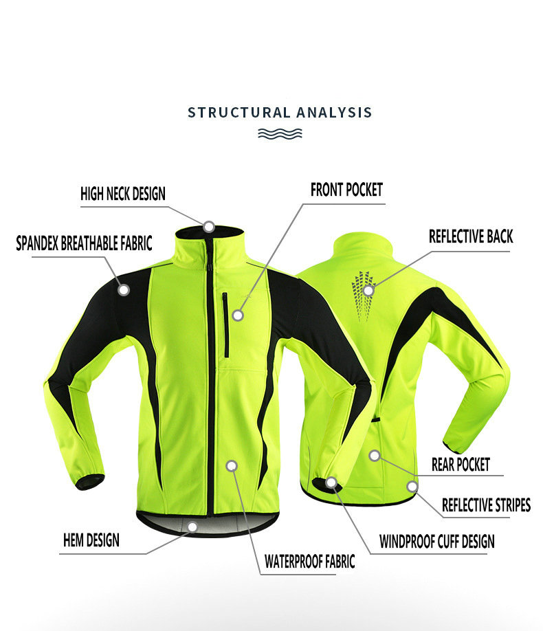 Factory Custom OEM Winter Windpoof Cycling Jacket Inner Fleece Warm UP Thermal Softshell Bike Jacket Waterproof OEM Bike Jacket