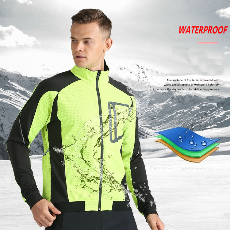 Factory wholesale OEM winter fleece warm men's cycling jacket OEM bike jacket customize windproof MTB mountain bike jacket