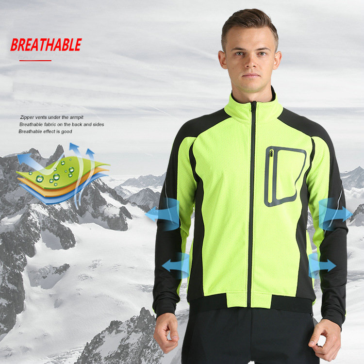 Factory wholesale OEM winter fleece warm men's cycling jacket OEM bike jacket customize windproof MTB mountain bike jacket