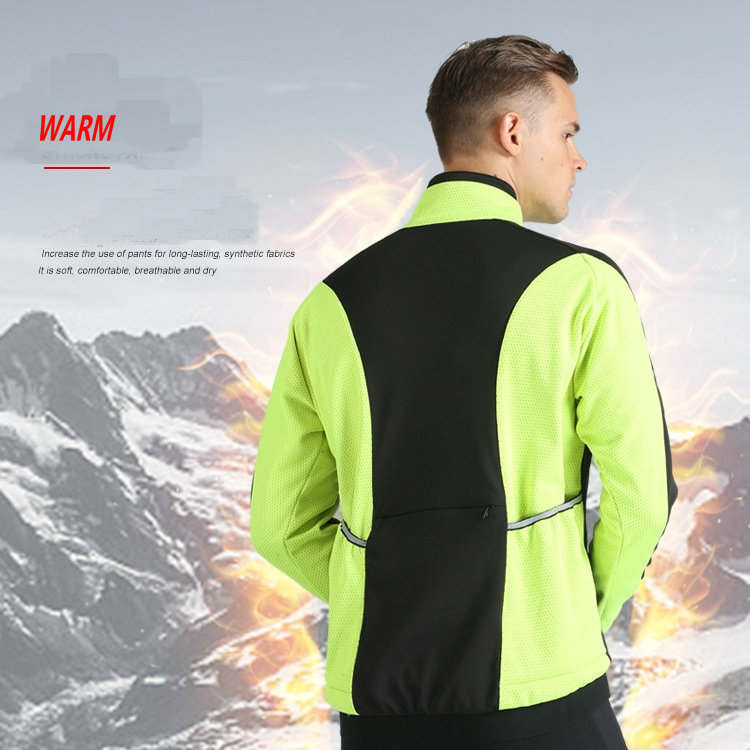 Factory wholesale OEM winter fleece warm men's cycling jacket OEM bike jacket customize windproof MTB mountain bike jacket