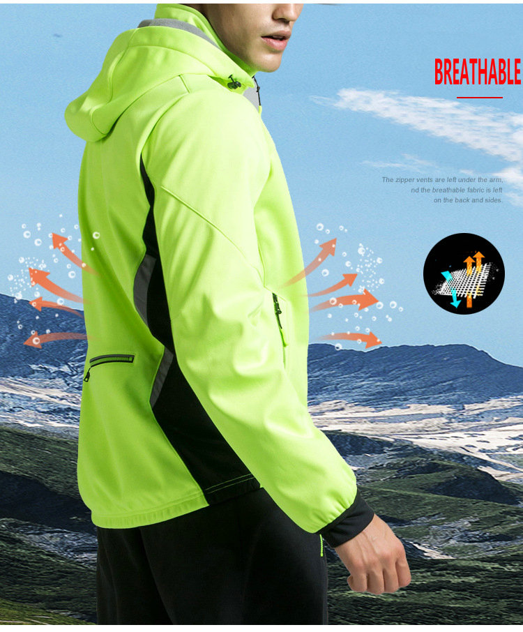Factory Wholesale Winter Windpoof Mens Cycling Jacket Warm Thermal Waterproof Cycling Jacket Custom Hooded Fleece Bike Jacket