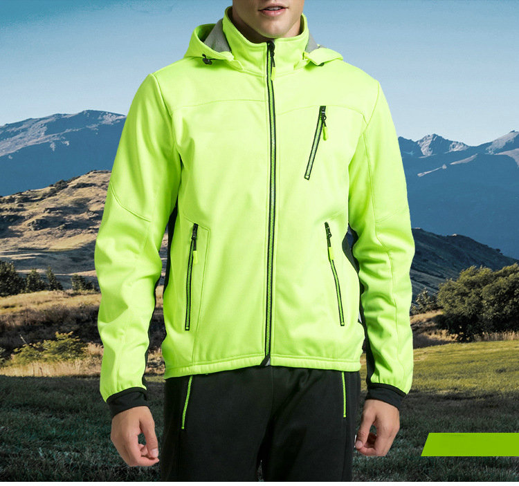 Factory Wholesale Winter Windpoof Mens Cycling Jacket Warm Thermal Waterproof Cycling Jacket Custom Hooded Fleece Bike Jacket