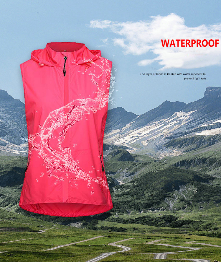 Custom sun uv protection windproof women cycling jacket Waterproof Raincoat Hooded removable sleeves Cycling Bike Windbreaker