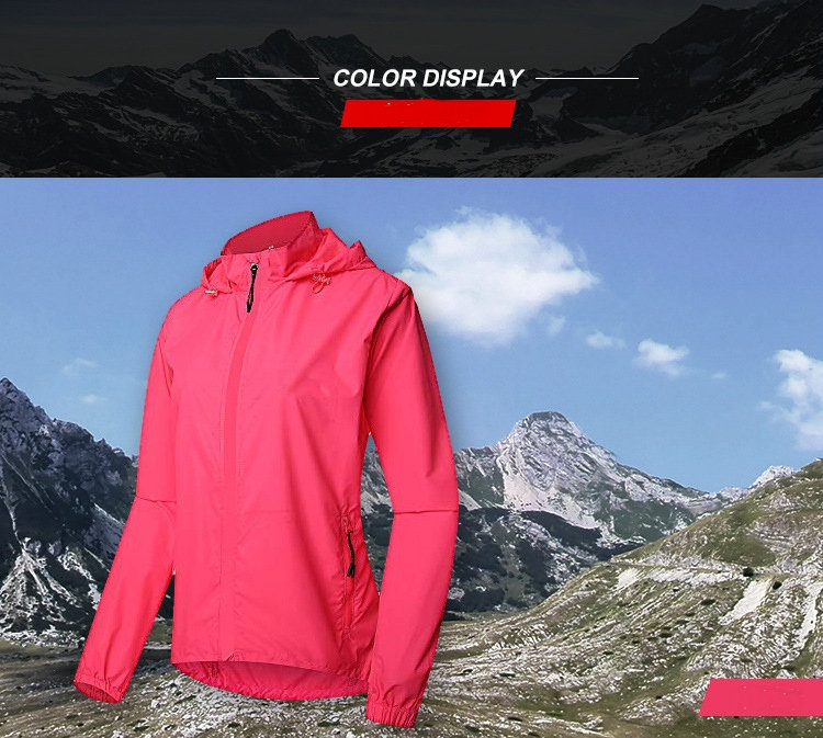 Custom sun uv protection windproof women cycling jacket Waterproof Raincoat Hooded removable sleeves Cycling Bike Windbreaker