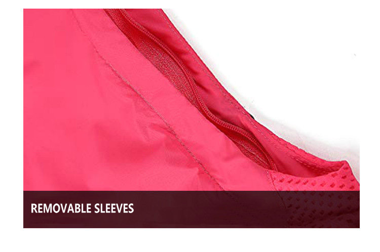 Custom sun uv protection windproof women cycling jacket Waterproof Raincoat Hooded removable sleeves Cycling Bike Windbreaker