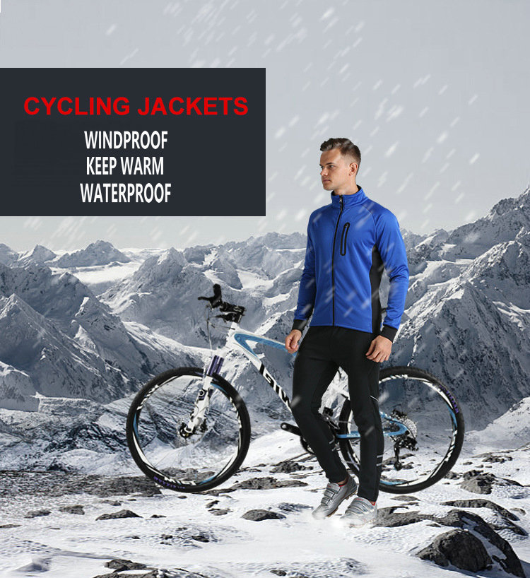 Factory wholesale waterproof winter men's cycling jersey customize bike jacket fleece warm cold weather windproof cycling jacket
