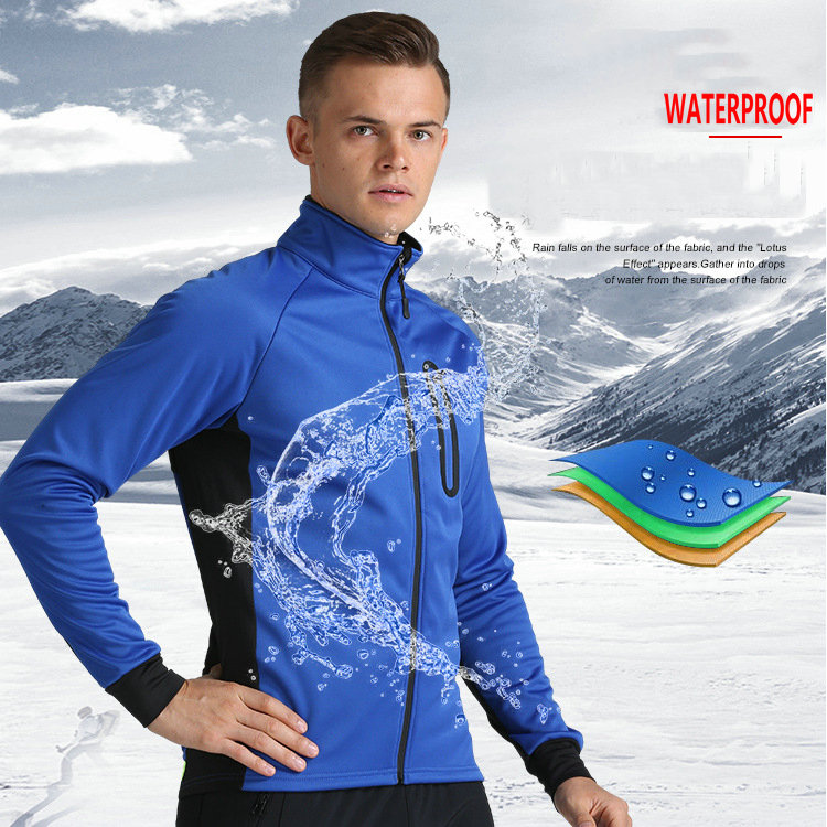 Factory wholesale waterproof winter men's cycling jersey customize bike jacket fleece warm cold weather windproof cycling jacket