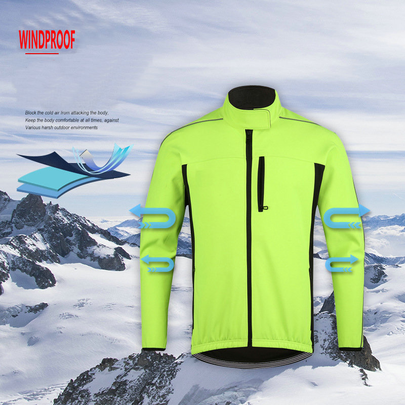 Factory waterproof winter men's cycling jersey fleece warm cold weather windproof cycling jacket customize winter bike jacket