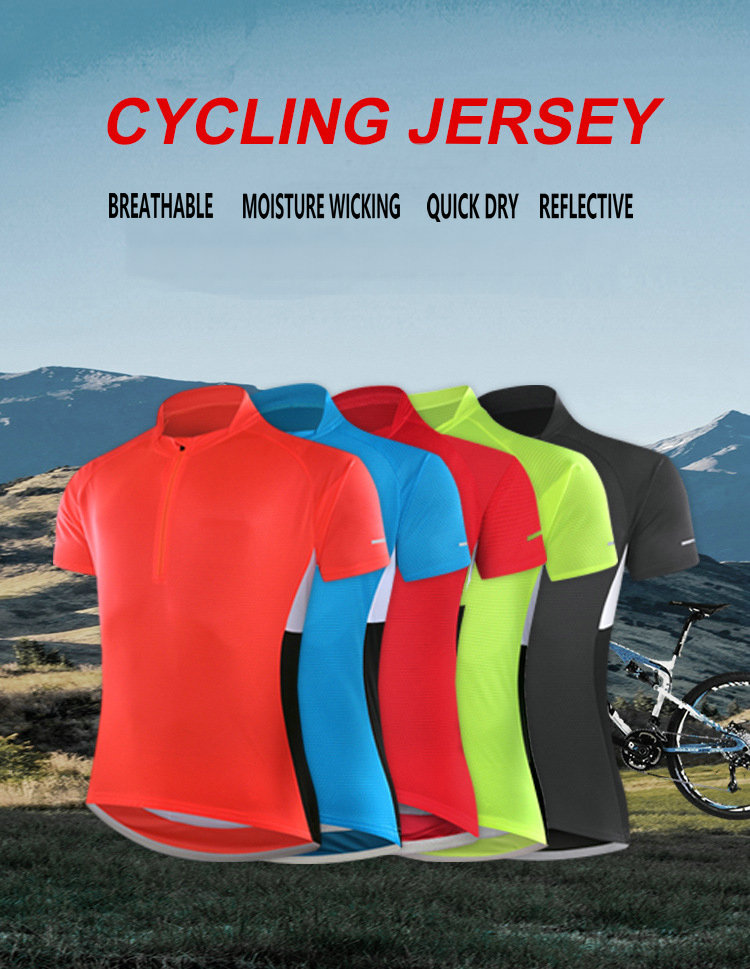 Factory wholesale men cycling jersey with short sleeves moisture wicking breathable quick dry cycling T shirt Custom Bike Shirt