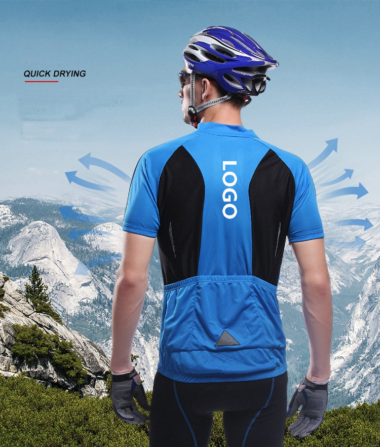 Factory Wholesale Moisture Wicking Cycling Jersey Bike Shirt Short Sleeves Rear Pocket Custom Breathable Quick Dry Biking Shirt