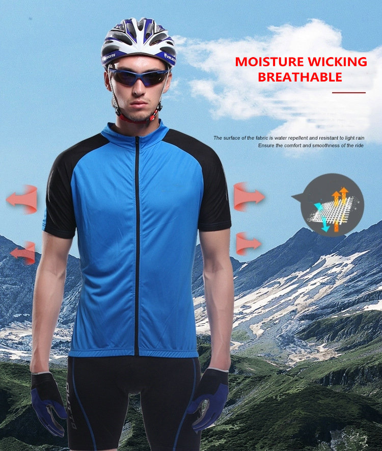 Factory Wholesale Moisture Wicking Cycling Jersey Bike Shirt Short Sleeves Rear Pocket Custom Breathable Quick Dry Biking Shirt