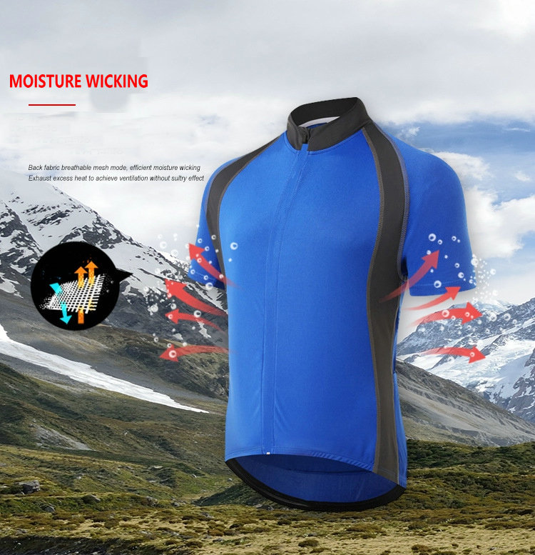 Wholesale Men's Short Sleeve Cycling Jersey Quick Dry Breathable Biking Shirt with Rear Pocket Customize Bike Jersey Bike Shirt