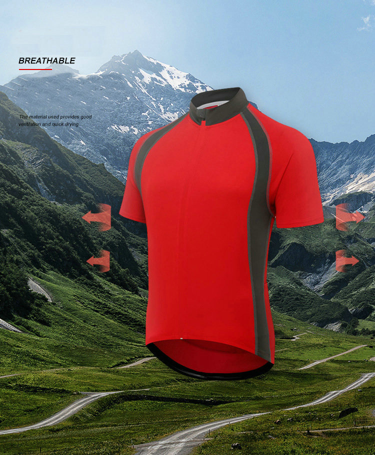 Wholesale Men's Short Sleeve Cycling Jersey Quick Dry Breathable Biking Shirt with Rear Pocket Customize Bike Jersey Bike Shirt