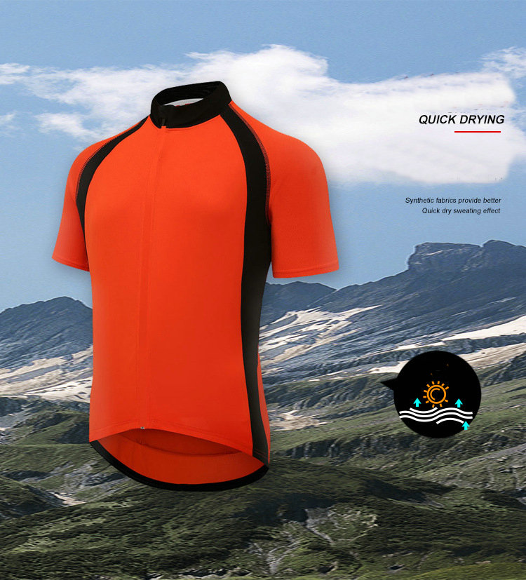 Wholesale Men's Short Sleeve Cycling Jersey Quick Dry Breathable Biking Shirt with Rear Pocket Customize Bike Jersey Bike Shirt