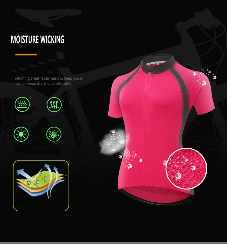 Factory Moisture Wicking Quick Dry Women Short Sleeves Cycling Jersey Bike Jersey Logo Customize Girls Cycling Shirt Bike Shirt