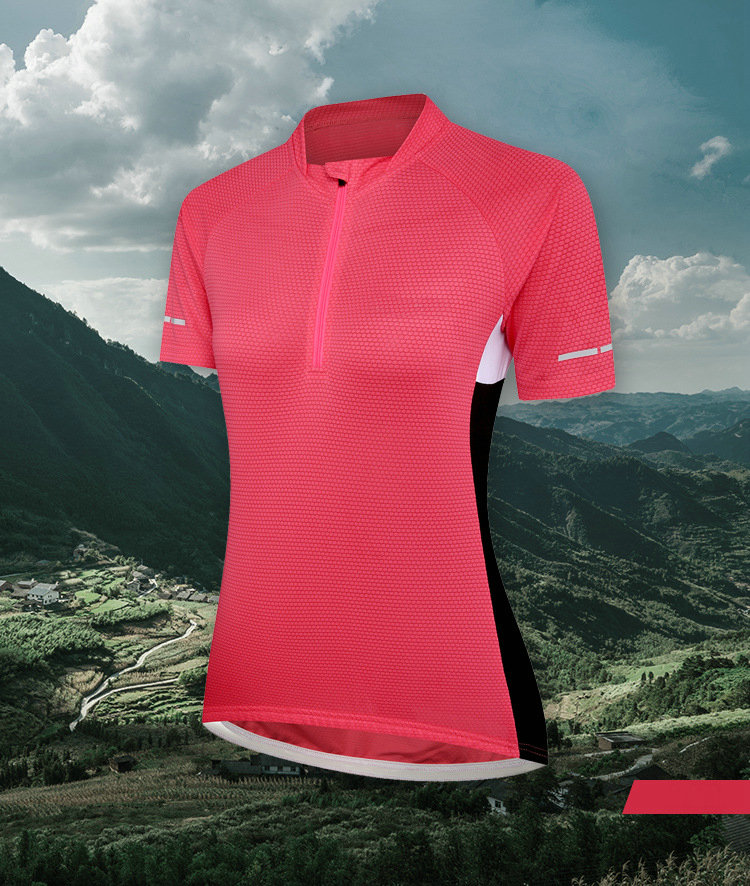 Factory Summer Moisture Wicking Quick Dry Women Cycling Jersey Custom Cycling Shirt Short Sleeves Girls Bike Shirt with Pocket