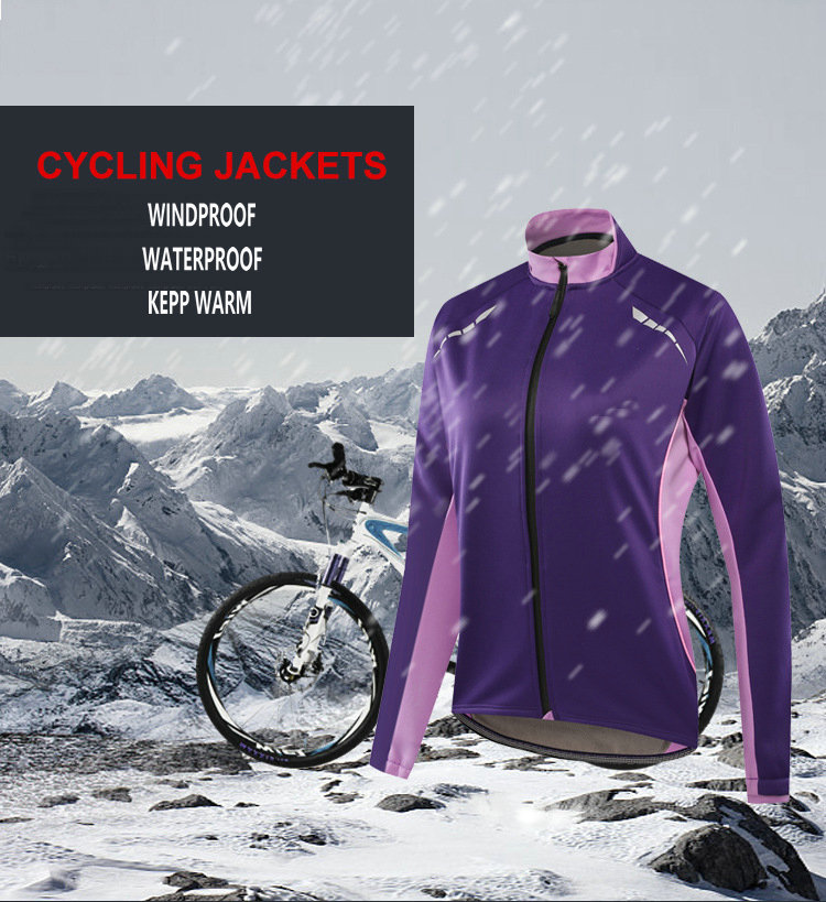 Factory Customize autumn winter fleece warm women cycling jersey waterproof warm bike jacket windproof women cycling jacket