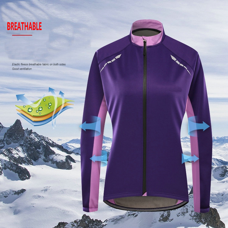 Factory Customize autumn winter fleece warm women cycling jersey waterproof warm bike jacket windproof women cycling jacket