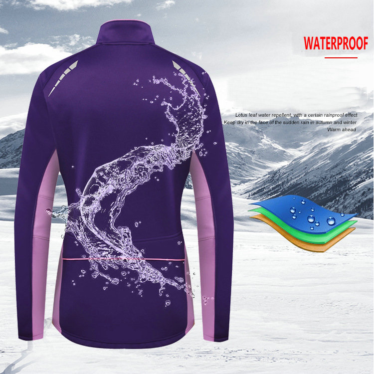 Factory Customize autumn winter fleece warm women cycling jersey waterproof warm bike jacket windproof women cycling jacket