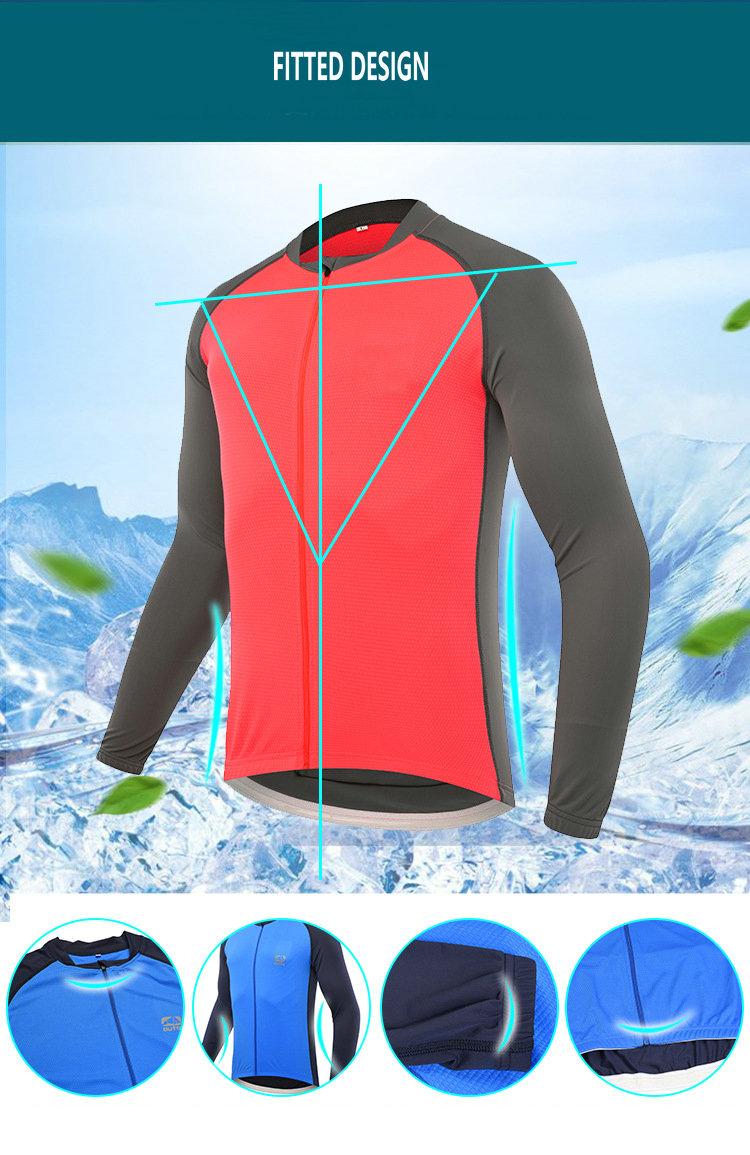 Factory Wholesale Men's Long Sleeve Cycling Jersey Customize Bike Jersey Moisture Wicking Zipper Long Sleeves MTB Bike Shirt