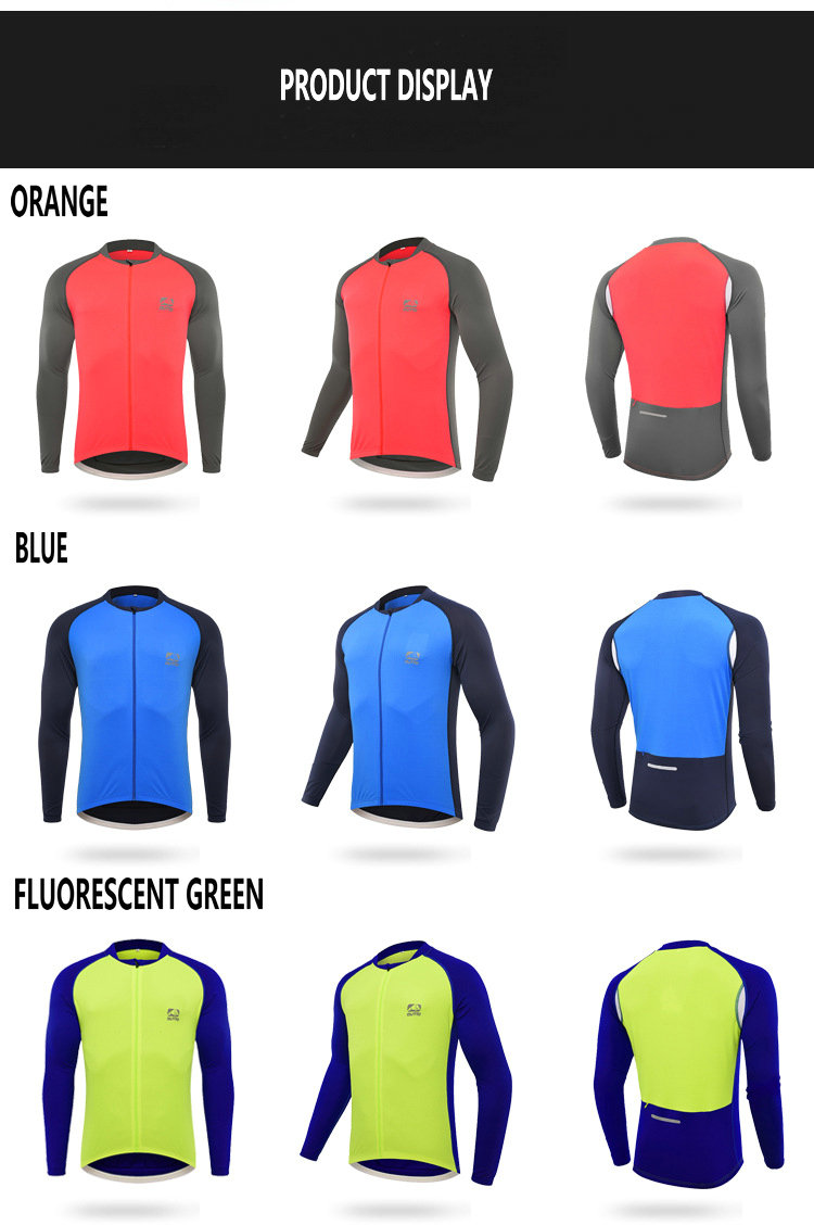 Factory Wholesale Men's Long Sleeve Cycling Jersey Customize Bike Jersey Moisture Wicking Zipper Long Sleeves MTB Bike Shirt