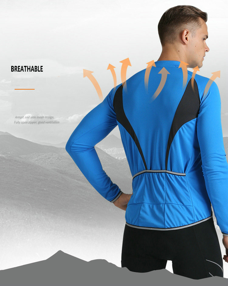 Factory Wholesale Men's Long Sleeve Cycling Jersey Customize Bike Jersey Moisture Wicking Quick Dry Bike Shirt Cycling Shirt