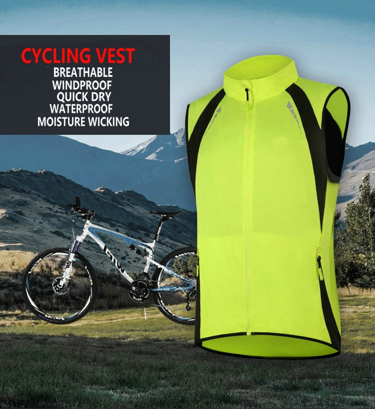 Wholesale Custom Men sleeveless waterproof Running Cycling Vest Reflective Windproof Safety Bike Vest cycling waistcoat