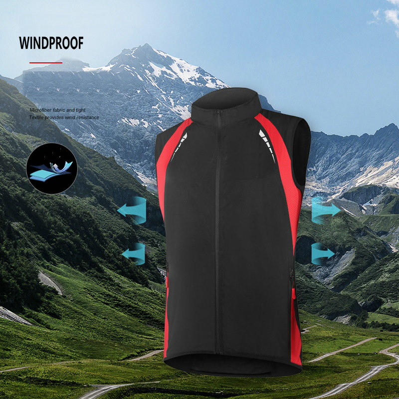 Wholesale Custom Men sleeveless waterproof Running Cycling Vest Reflective Windproof Safety Bike Vest cycling waistcoat