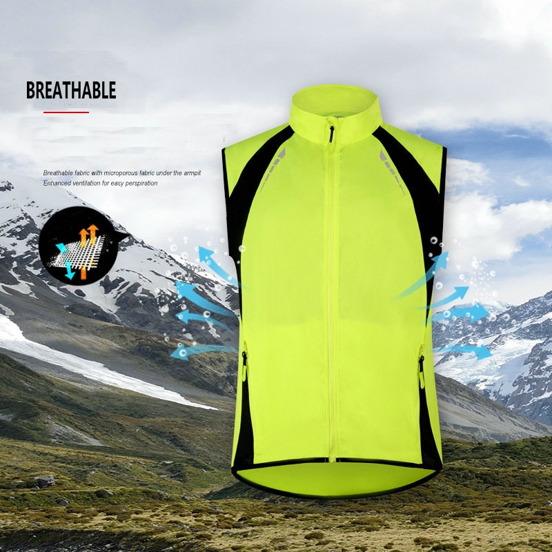 Wholesale Custom Men sleeveless waterproof Running Cycling Vest Reflective Windproof Safety Bike Vest cycling waistcoat