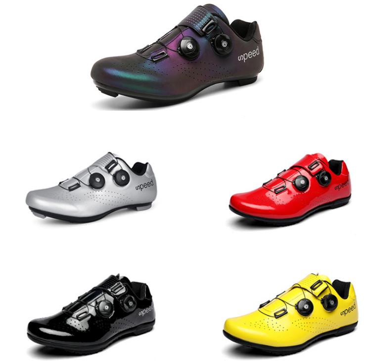 Factory Wholesale Reflective Gradient Road Bike Lockless Shoes Men Women unlocked Cycling Shoes unlocked bike shoes