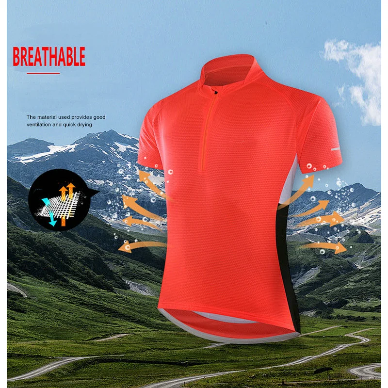 Factory wholesale men cycling jersey with short sleeves moisture wicking breathable quick dry cycling T shirt Custom Bike Shirt Cycling Jersey