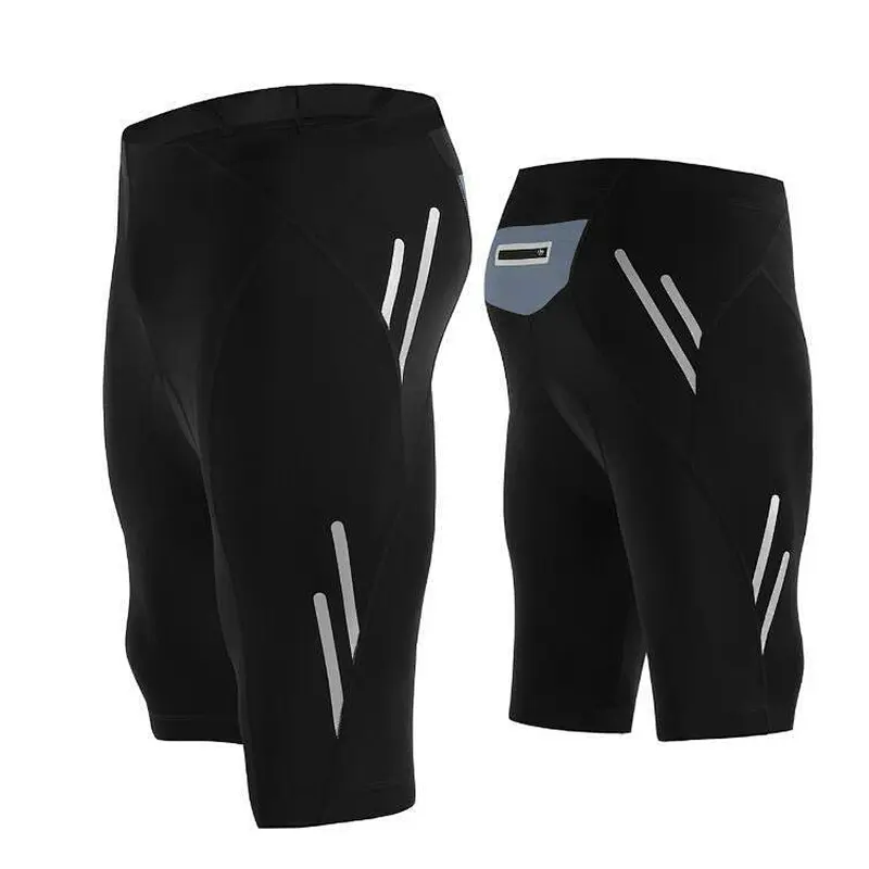 Factory Breathable Quick Dry Moisture wicking Mens reflective Padded Cycling Shorts zipper pocket Padded Mountain Bike Shorts